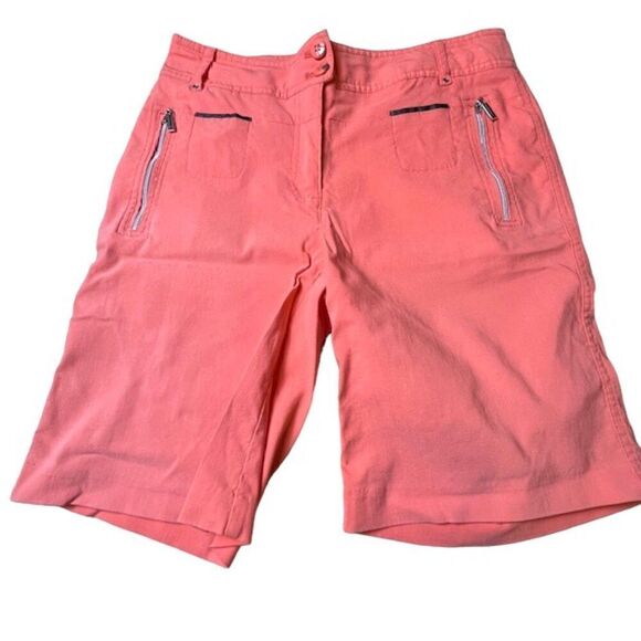 Jamie Sadock Women's Bermuda Short Coral Stretch Pockets Zippers Size 2 - Picture 1 of 10